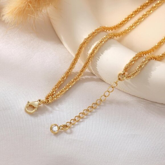 Layered sparkle Beaded Cuban Link Waterproof Adjustable  Anklet for Women - Picture 6 of 8